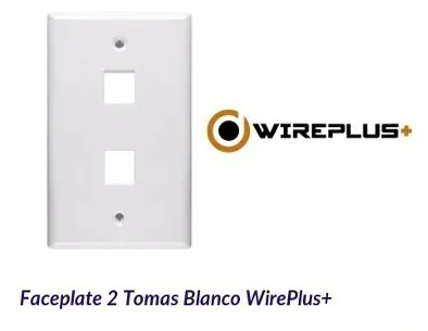 Tapa Faceplate 2 Puntos Rj45 Blanca Wireplus